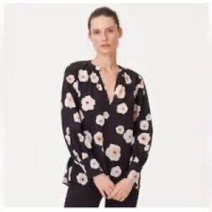 Club Monaco Silk Floral Blouse Black Medium